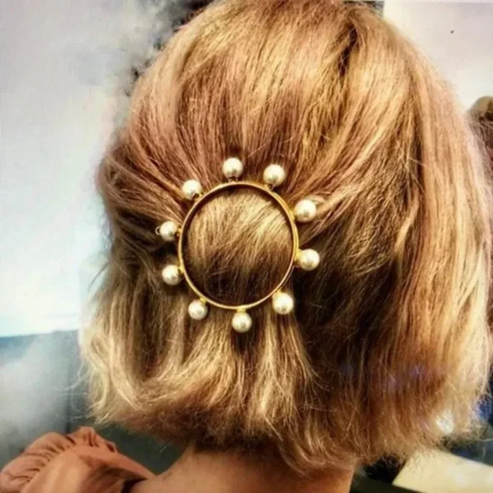 Hair Clip Pearl Round Barrette